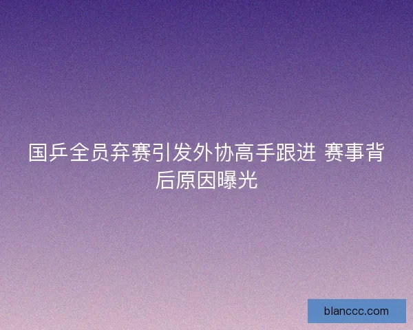 国乒全员弃赛引发外协高手跟进 赛事背后原因曝光